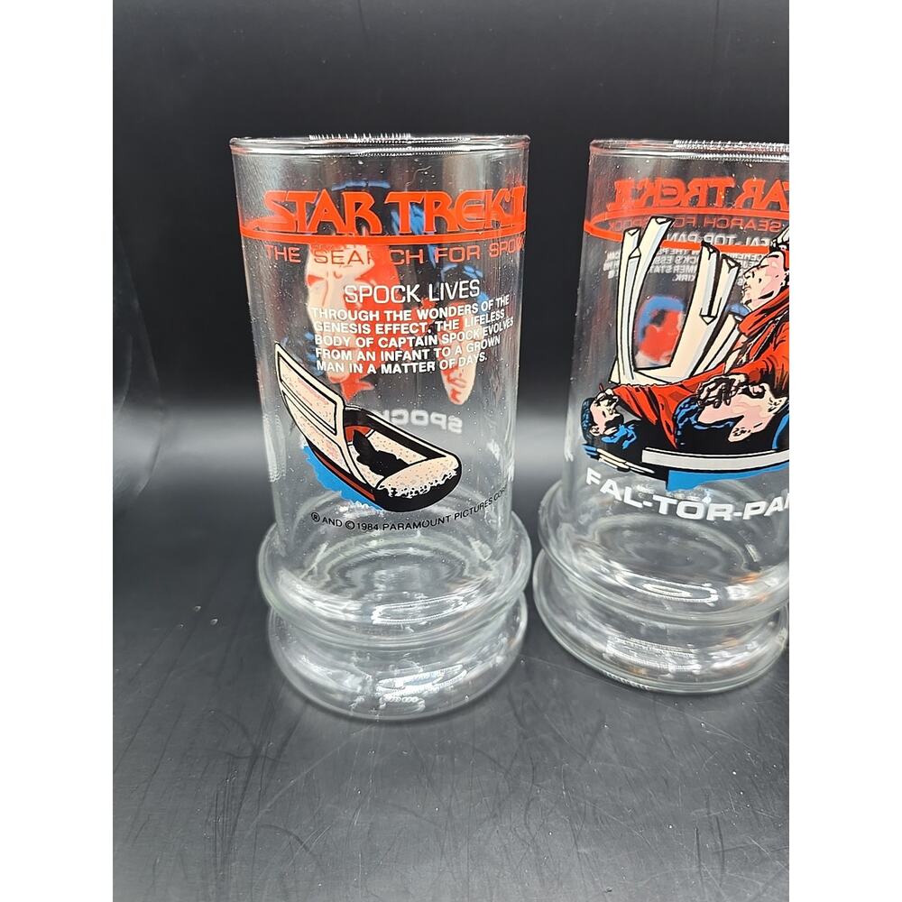 Retro 1984 Taco Bell Star Trek III Glass Set Of 2‎ Spock Lives, Fal-tor-pan
